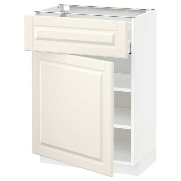 METOD / MAXIMERA base cabinet with drawer/door, white/Bodbyn off-white, 60x37 cm