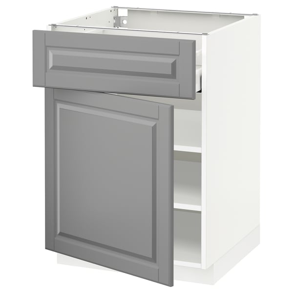 METOD / MAXIMERA - METOD / MAXIMERA Base cabinet with drawer/door, white/Bodbyn grey, 60x60 cm