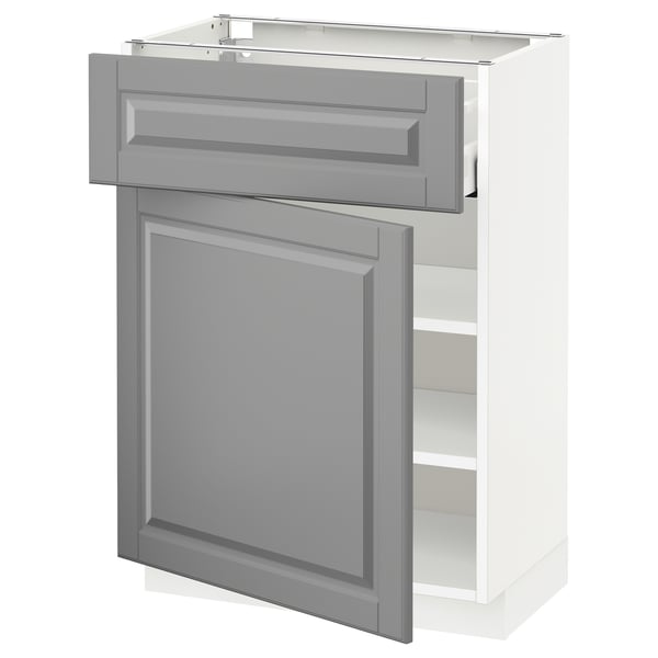 METOD / MAXIMERA - METOD / MAXIMERA Base cabinet with drawer/door, white/Bodbyn grey, 60x37 cm