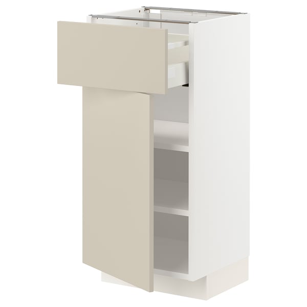 METOD / MAXIMERA base cabinet with drawer/door, white/Havstorp beige, 40x37 cm