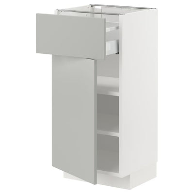 METOD / MAXIMERA - Base cabinet with drawer/door, white/Havstorp light grey,40x37 cm