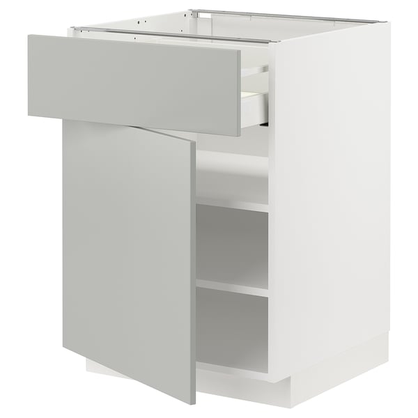 METOD / MAXIMERA - METOD / MAXIMERA Base cabinet with drawer/door, white/Havstorp light grey, 60x60 cm