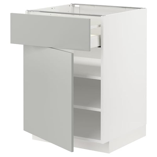 METOD / MAXIMERA base cabinet with drawer/door, white/Havstorp light grey, 60x60 cm