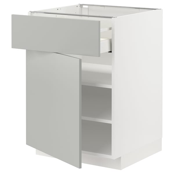 METOD / MAXIMERA - Base cabinet with drawer/door, white/Havstorp light grey, 60x60 cm