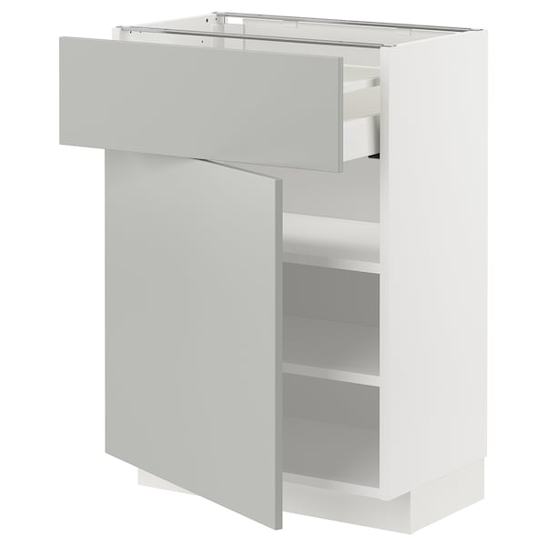 METOD / MAXIMERA - Base cabinet with drawer/door, white/Havstorp light grey, 60x37 cm