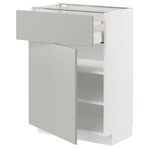 METOD / MAXIMERA base cabinet with drawer/door, white/Havstorp light grey, 60x37 cm
