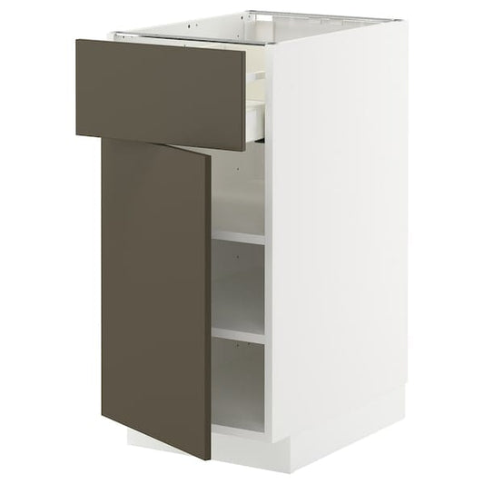 Ikea METOD / MAXIMERA - Base cabinet with drawer/door, white/Havstorp brown-beige, 40x60 cm