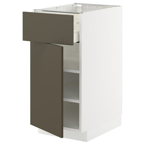 METOD / MAXIMERA base cabinet with drawer/door, white/Havstorp brown-beige, 40x60 cm