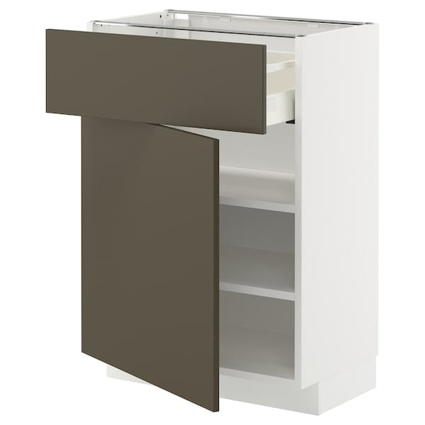 Ikea METOD / MAXIMERA - Base cabinet with drawer/door, white/Havstorp brown-beige, 60x37 cm