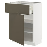 METOD / MAXIMERA base cabinet with drawer/door, white/Havstorp brown-beige, 60x37 cm