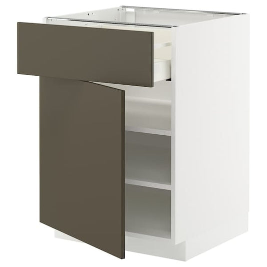 Ikea METOD / MAXIMERA - Base cabinet with drawer/door, white/Havstorp brown-beige, 60x60 cm