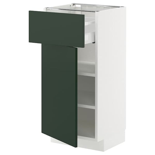 METOD / MAXIMERA base cabinet with drawer/door, white/Havstorp deep green, 40x37 cm