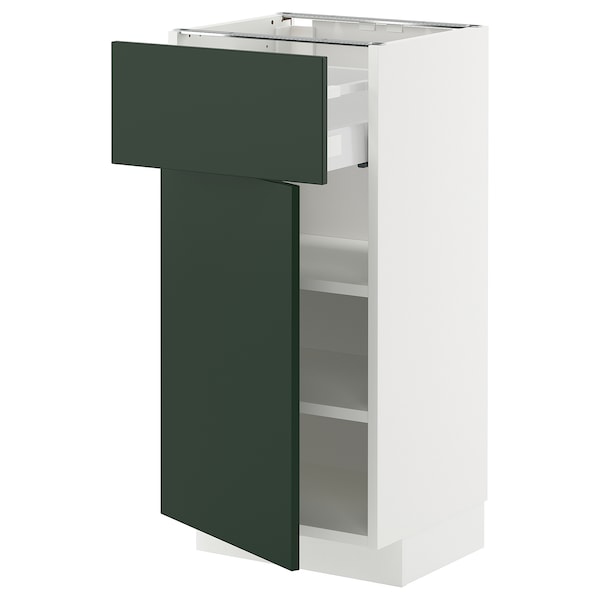 METOD / MAXIMERA - Base cabinet with drawer/door, white/Havstorp deep green, 40x37 cm