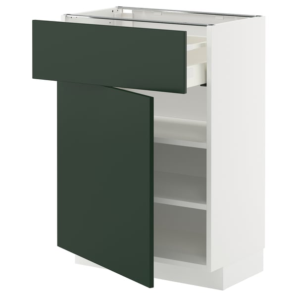 METOD / MAXIMERA - METOD / MAXIMERA Base cabinet with drawer/door, white/Havstorp deep green, 60x37 cm