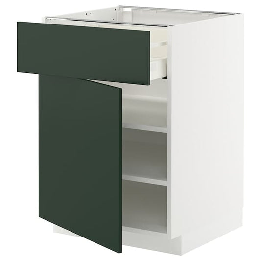 Ikea METOD / MAXIMERA - Base cabinet with drawer/door, white/Havstorp deep green, 60x60 cm