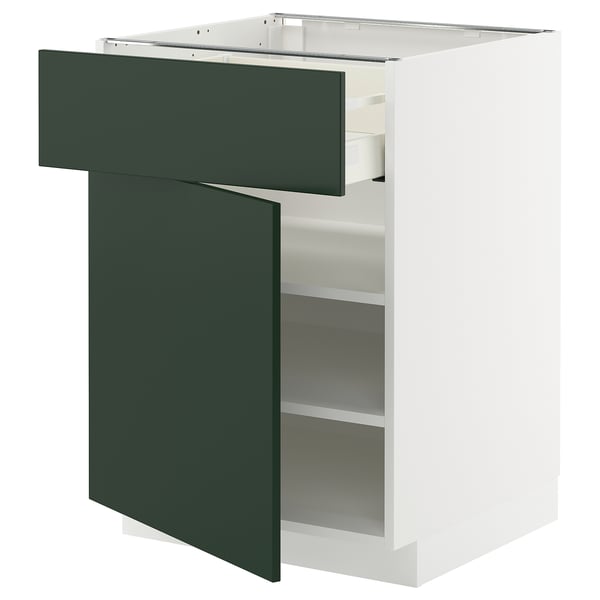 METOD / MAXIMERA base cabinet with drawer/door, white/Havstorp deep green, 60x60 cm