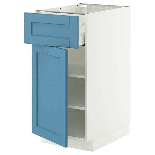 METOD / MAXIMERA base cabinet with drawer/anta, white/Lerhyttan blue, 40x60 cm