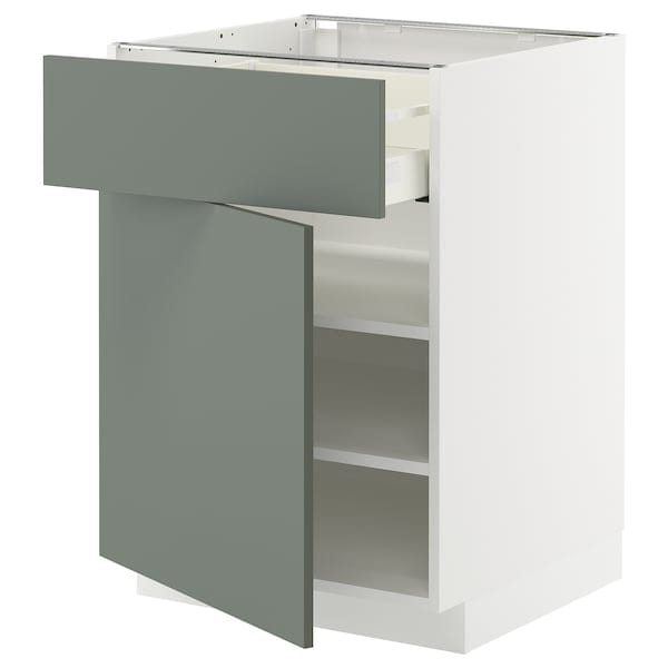 Ikea METOD / MAXIMERA - Base cabinet with drawer/door, white/Nickebo matt grey-green, 60x60 cm