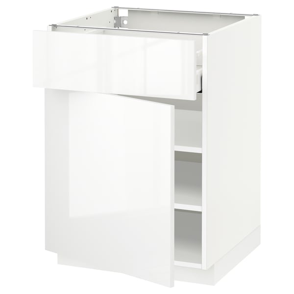 METOD / MAXIMERA - METOD / MAXIMERA Base cabinet with drawer/door, white/Ringhult white, 60x60 cm