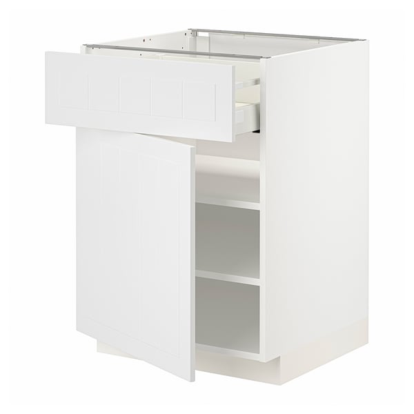 METOD / MAXIMERA base cabinet with drawer/door, white/Stensund white, 60x60 cm