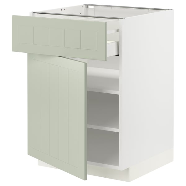 METOD / MAXIMERA base cabinet with drawer/door, white/Stensund light green, 60x60 cm