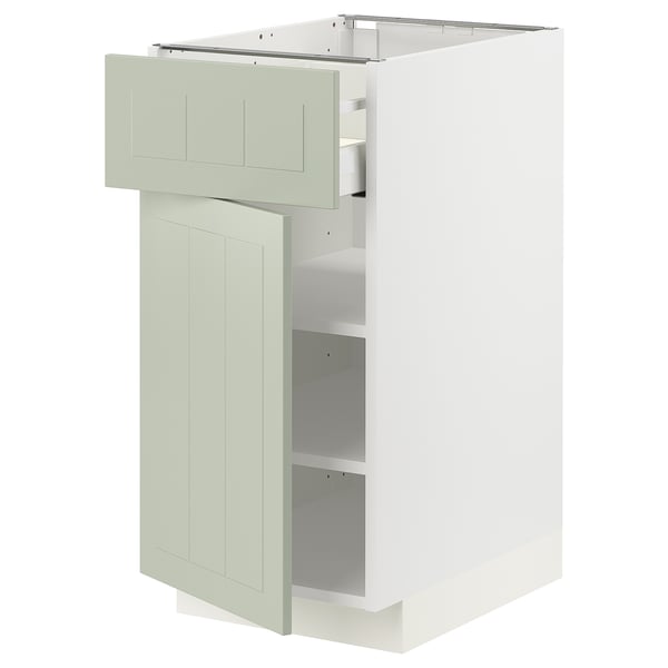 METOD / MAXIMERA base cabinet with drawer/door, white/Stensund light green, 40x60 cm
