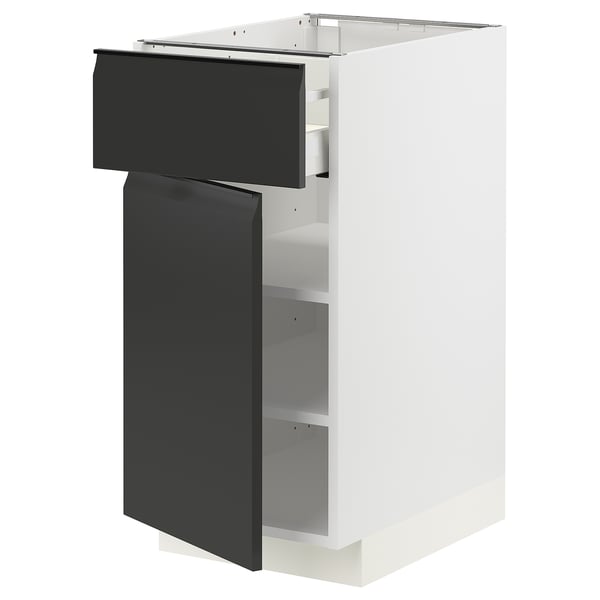 METOD / MAXIMERA base cabinet with drawer/door, white/Upplöv matt anthracite, 40x60 cm