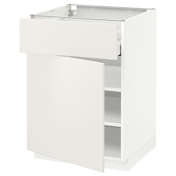 METOD / MAXIMERA - METOD / MAXIMERA Base cabinet with drawer/door, white/Veddinge white, 60x60 cm