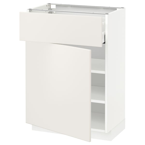 METOD / MAXIMERA base cabinet with drawer/door, white/Veddinge white, 60x37 cm