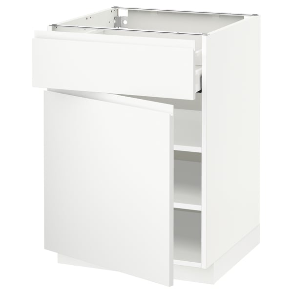 METOD / MAXIMERA base cabinet with drawer/door, white/Voxtorp matt white, 60x60 cm