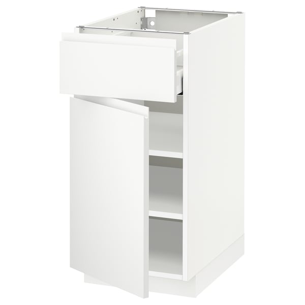 METOD / MAXIMERA - METOD / MAXIMERA Base cabinet with drawer/door, white/Voxtorp matt white, 40x60 cm