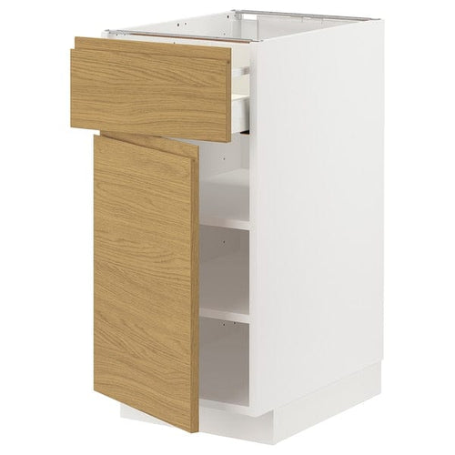 METOD / MAXIMERA base cabinet with drawer/door, white/Voxtorp oak effect, 40x60 cm