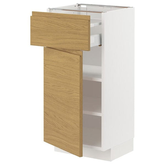 Ikea METOD / MAXIMERA - Base cabinet with drawer/door, white/Voxtorp oak effect, 40x37 cm