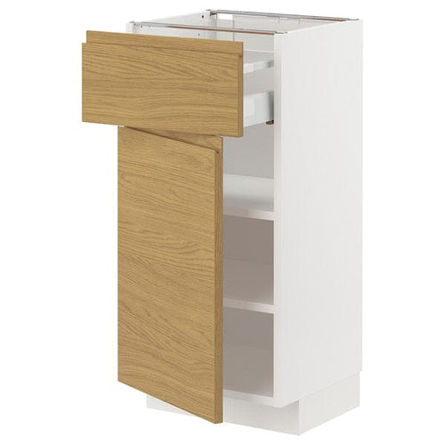 METOD / MAXIMERA base cabinet with drawer/door, white/Voxtorp oak effect, 40x37 cm