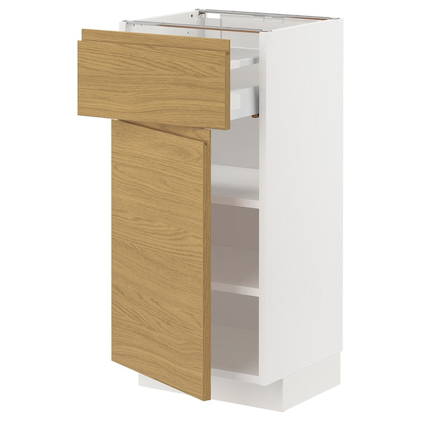 METOD / MAXIMERA - Base cabinet with drawer/door, white/Voxtorp oak effect, 40x37 cm