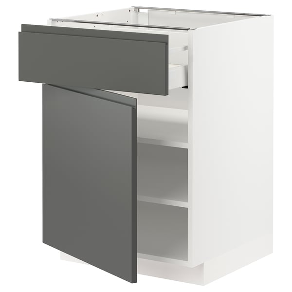 METOD / MAXIMERA - METOD / MAXIMERA Base cabinet with drawer/door, white/Voxtorp dark grey, 60x60 cm