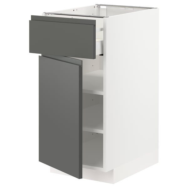 METOD / MAXIMERA base cabinet with drawer/door, white/Voxtorp dark grey, 40x60 cm