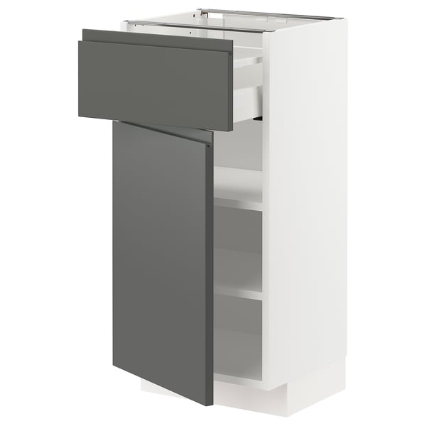 METOD / MAXIMERA base cabinet with drawer/door, white/Voxtorp dark grey, 40x37 cm