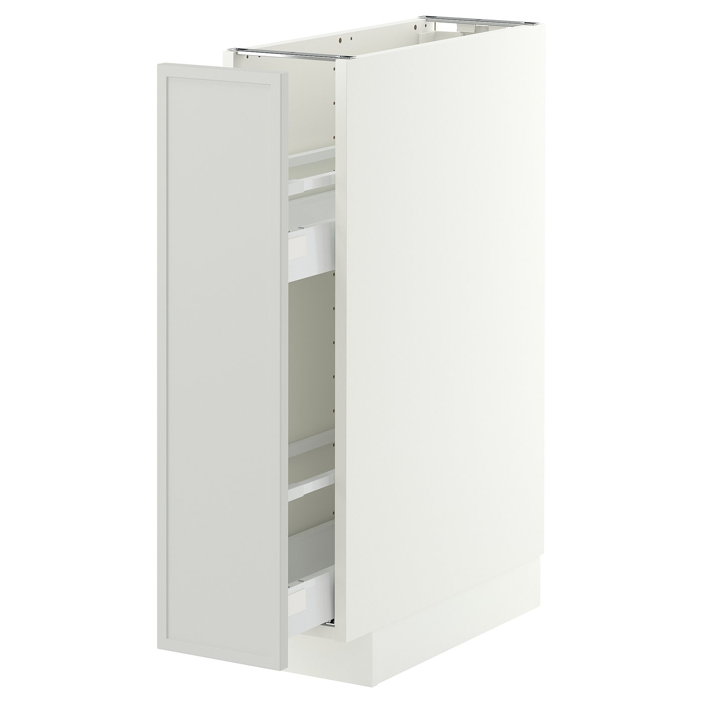 METOD / MAXIMERA base cabinet/pull-out int fittings, white/Aspudden light grey, 20x60 cm