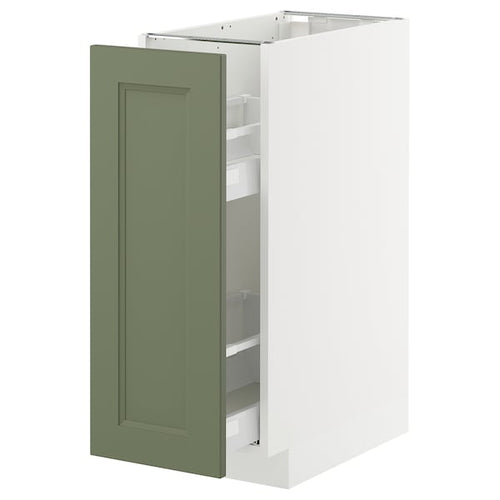 METOD / MAXIMERA - METOD / MAXIMERA Base cabinet/pull-out int fittings, white/Axstad grey-green, 30x60 cm