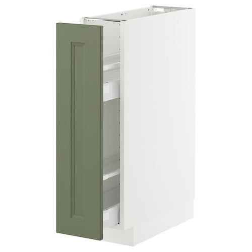 METOD / MAXIMERA - METOD / MAXIMERA Base cabinet/pull-out int fittings, white/Axstad grey-green, 20x60 cm