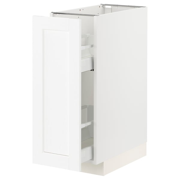 METOD / MAXIMERA base cabinet/pull-out int fittings, white Enköping/white wood effect, 30x60 cm