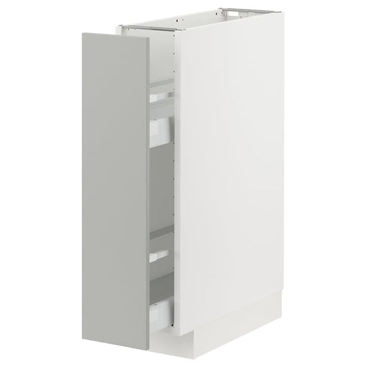 Ikea METOD / MAXIMERA - Base cabinet/pull-out int fittings, white/Havstorp light grey, 20x60 cm