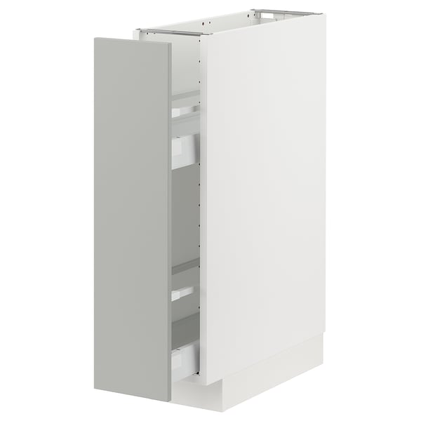 METOD / MAXIMERA base cabinet/pull-out int fittings, white/Havstorp light grey, 20x60 cm
