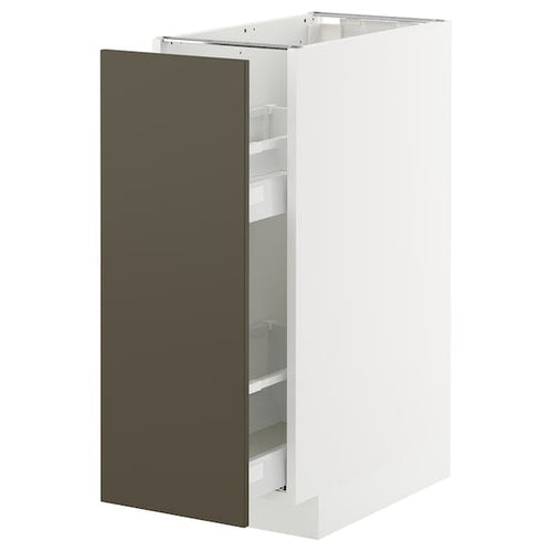 METOD / MAXIMERA - METOD / MAXIMERA Base cabinet/pull-out int fittings, white/Havstorp brown-beige, 30x60 cm