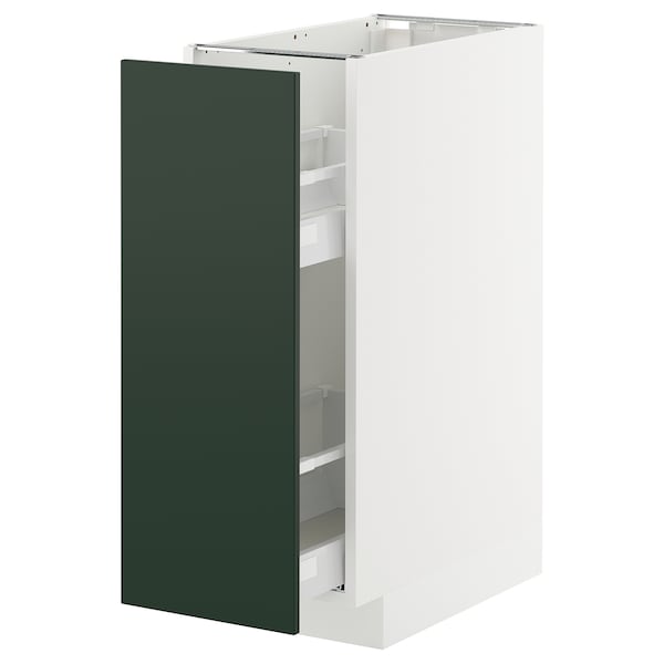 Ikea METOD / MAXIMERA - Base cabinet/pull-out int fittings, white/Havstorp deep green, 30x60 cm