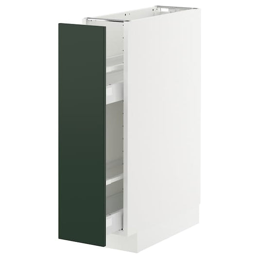 Ikea METOD / MAXIMERA - Base cabinet/pull-out int fittings, white/Havstorp deep green, 20x60 cm