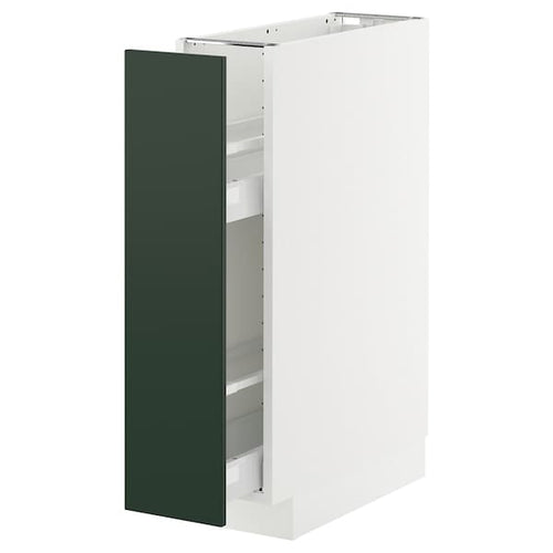 METOD / MAXIMERA - METOD / MAXIMERA Base cabinet/pull-out int fittings, white/Havstorp deep green, 20x60 cm