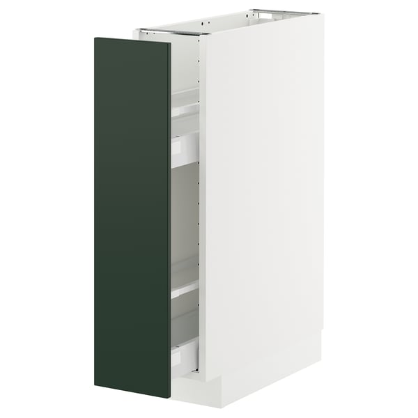 METOD / MAXIMERA - METOD / MAXIMERA Base cabinet/pull-out int fittings, white/Havstorp deep green, 20x60 cm