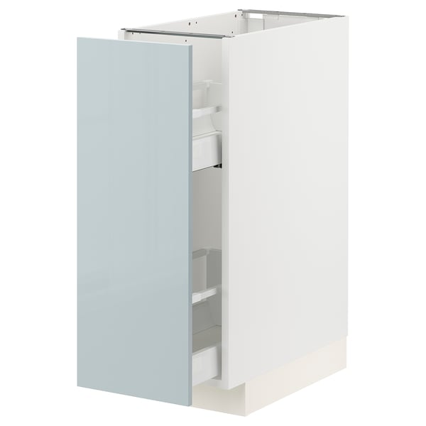 METOD / MAXIMERA base cabinet/pull-out int fittings, white/Kallarp light grey-blue, 30x60 cm